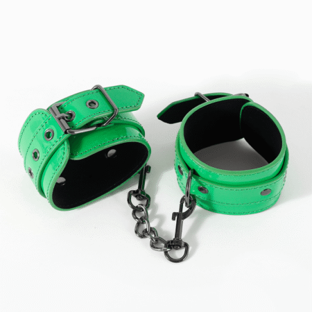 Wholesale Sexy Adult Product Leather Pink Green Handcuffs SM Sex Toys for Couple BDSM Games