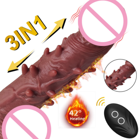 Silicone Telescopic Thrusting Dildo Vibrator