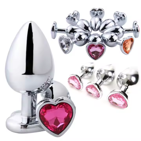 3Pcs Set Heart Crystal Jewelry Anal Butt Plug Set