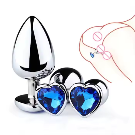 3Pcs Set Heart Crystal Jewelry Anal Butt Plug Set