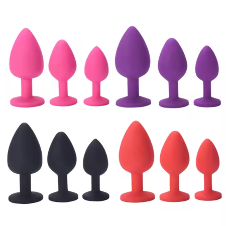 Crystal Jeweled Heart Shape Silicone Anal Plug Set