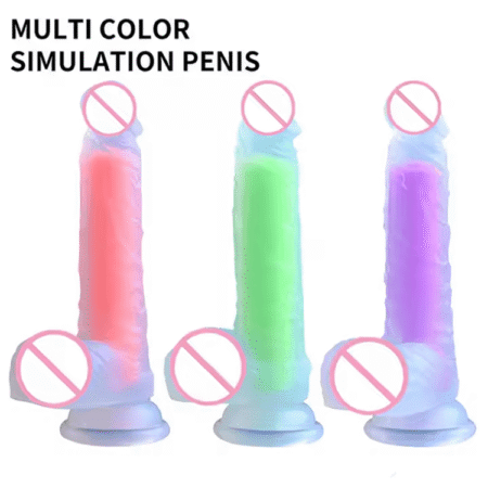 Mushroom Head Rainbow Silicone Dildo