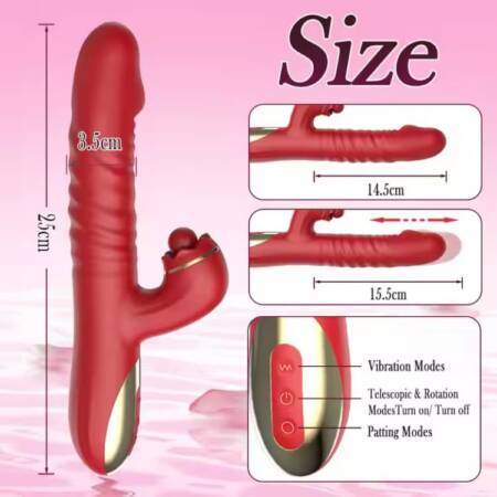 Red Realistic Rabbit Dildo Vibrator