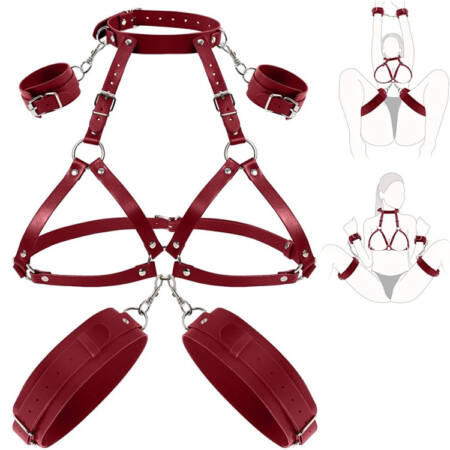 Sex Bondage Thigh Sling Leather Harness Neck Thigh Chest Restraints