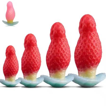 Soft Liquid Silicone Strawberry Wearable Butt Plug