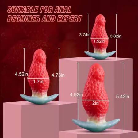 Soft Liquid Silicone Strawberry Wearable Butt Plug