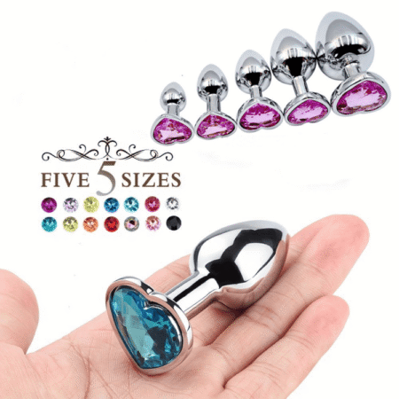 Mini Heart-Shape Stainless Steel Crystal Anal Plug