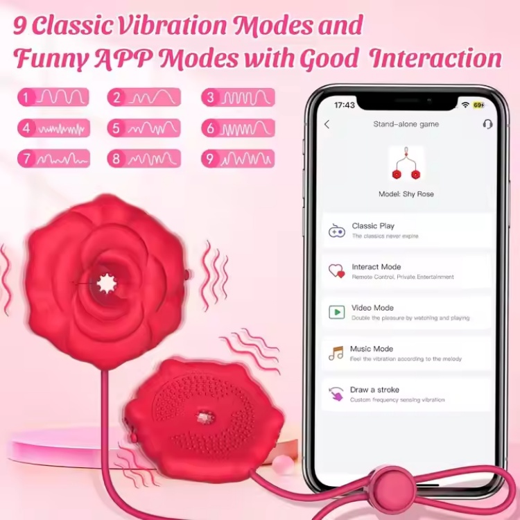 APP Controlled Nipple Clamp Nipple Rose Vibrator - Image 2