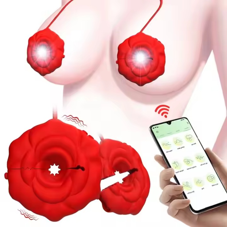 APP Controlled Nipple Clamp Nipple Rose Vibrator