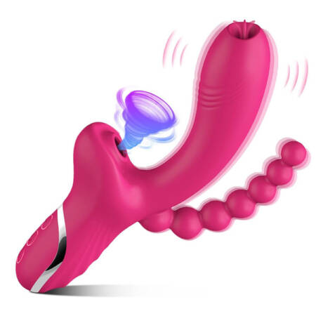 3 in 1 Anal Beads Dildo Licking Sucking Vibrators