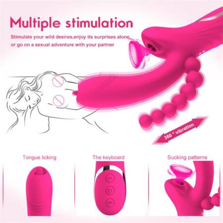 3 in 1 Anal Beads Dildo Licking Sucking Vibrators